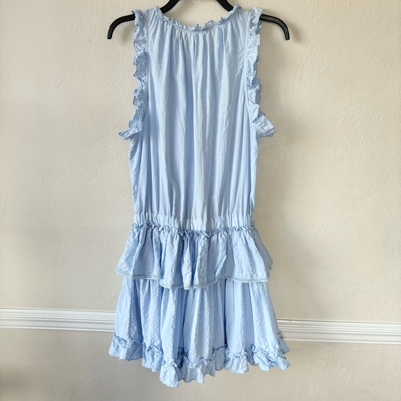 🎁5/$25 Mustard Seed Baby Blue Ruffle Trim Tiered Skirt Mini Dress - Picture 6 of 6